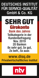 Auszeichnung Girokonto - 1822direkt