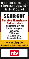 1822direkt - Sehr guter Service Hausbank des Jahres