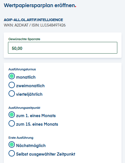 Wertpapier-Sparplan - 1822direkt